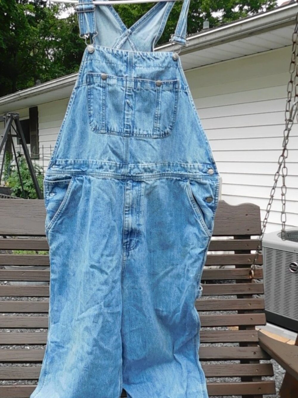 Mens Craftsman Vintage Denim Blue Jean Bib Overalls Coveralls 40 x 32